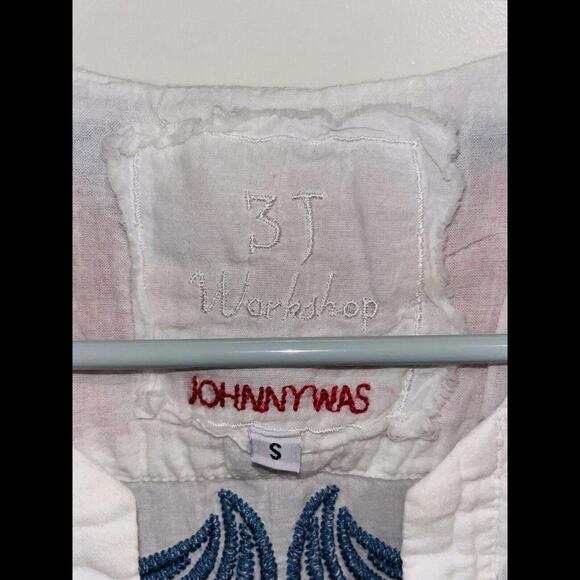 Johnny Was Small Europa Oversized Shirt White Embroidered Tunic Top/Blouse - Picture 3 of 8